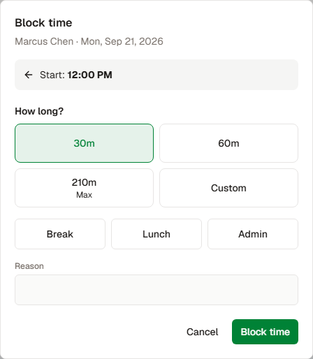 Choose when to block time