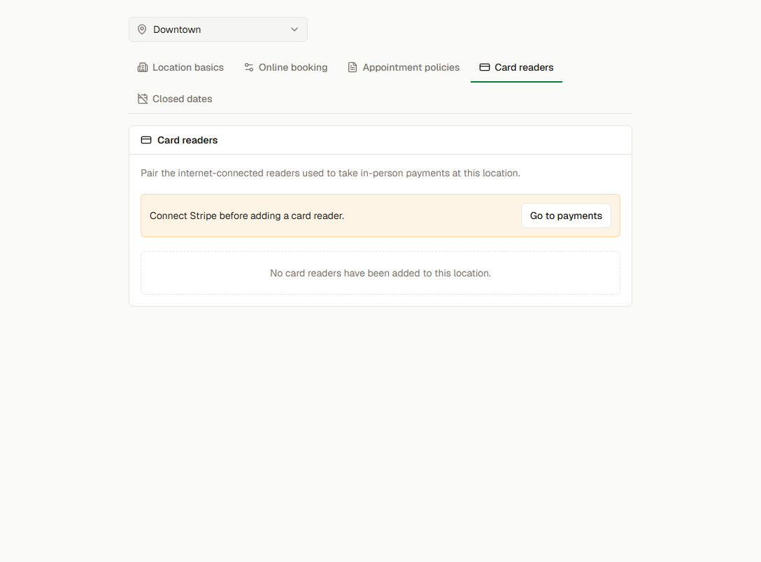 Prepare payments and the location